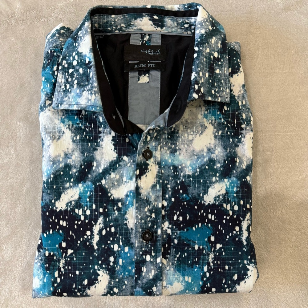 Eight X Premium Men's XXL Slim Fit‎ Button Down Abstract Print Shirt